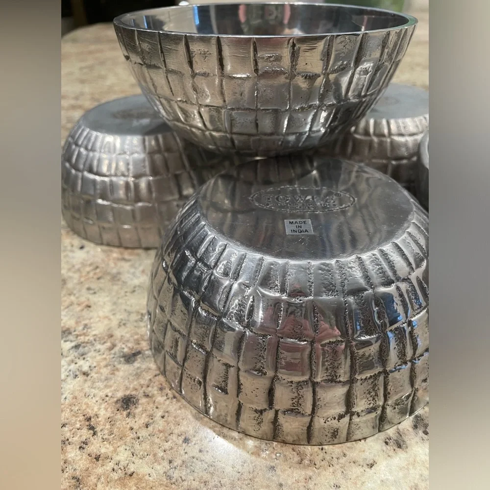 Set of 5 Towle Silversmith Candy/Nut Bowls Hammered Silver-plated Basket Weave